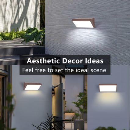 Brilagi - LED RGBW dimbar utomhusvägglampa TRIANGLE 1xE27/9W/230V 2700-6500K IP65 brun