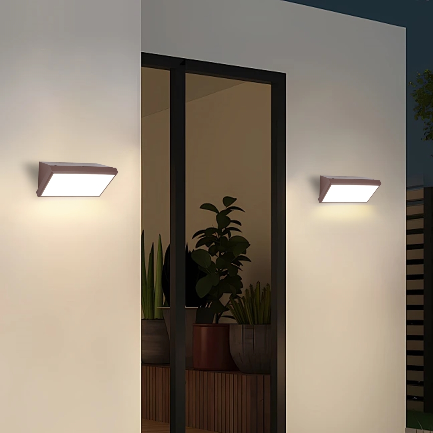 Brilagi - LED RGBW dimbar utomhusvägglampa TRIANGLE 1xE27/9W/230V 2700-6500K IP65 brun