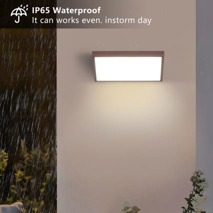 Brilagi - LED RGBW dimbar utomhusvägglampa TRIANGLE 1xE27/9W/230V 2700-6500K IP65 brun
