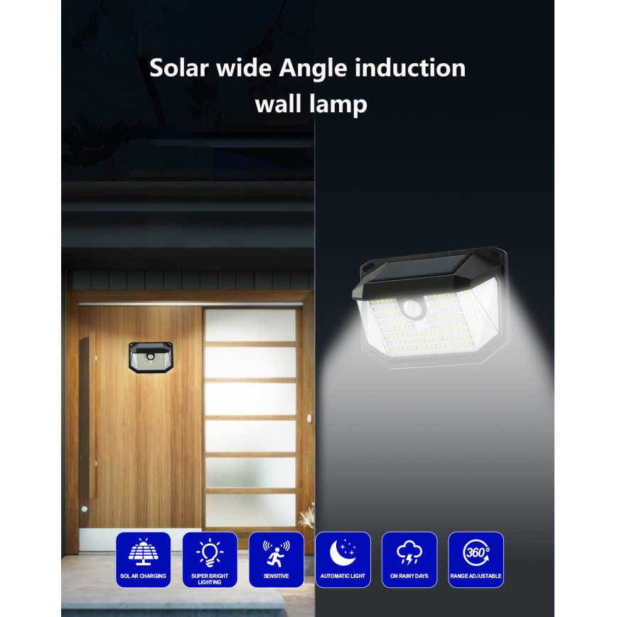 Brilagi - LED solcellsvägglampa med rörelse- och skymningssensor WALLIE LED/4W/5,5V 1200mAh 6500K IP65