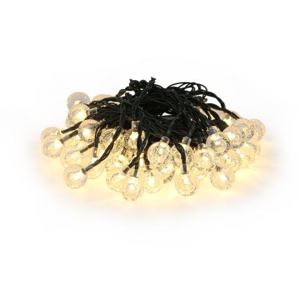 Brilagi - LED-solcellsdriven dekorationsslinga BUBBLE 50×LED/8 funktioner 7 m IP65 varmvit 600 mAh