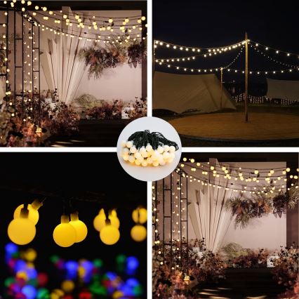 Brilagi - LED solcellsdriven dekorativ ljusslinga BUBBLE 50xLED/8 funktioner 7m IP65 varmvit 600 mAh