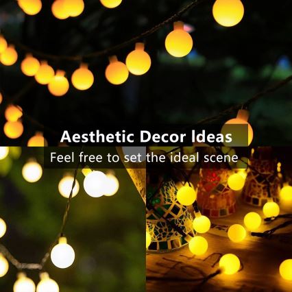 Brilagi - LED solcellsdriven dekorativ ljusslinga BUBBLE 50xLED/8 funktioner 7m IP65 varmvit 600 mAh