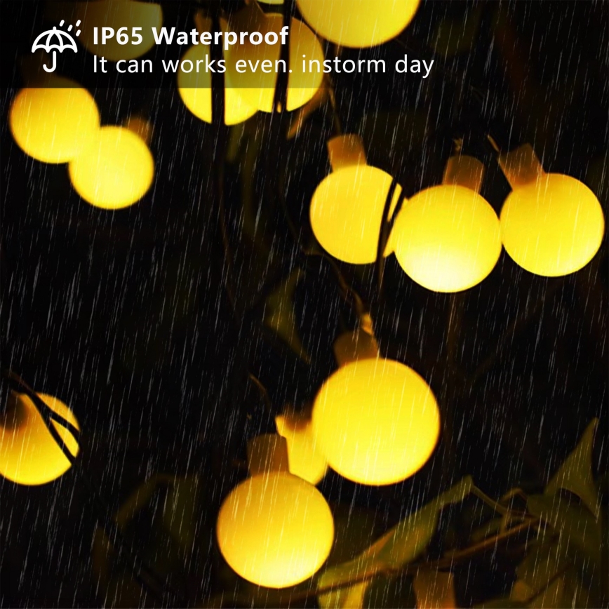 Brilagi - LED solcellsdriven dekorativ ljusslinga BUBBLE 50xLED/8 funktioner 7m IP65 varmvit 600 mAh