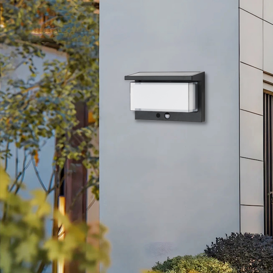 Brilagi - LED solcellsvägglampa med sensor SUN LUME LED/10W/3,7V 4000 mAh IP44