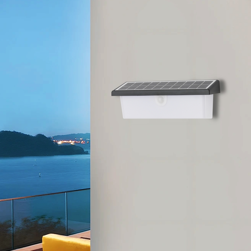 Brilagi - LED solcellsvägglampa med sensor SUN RAY LED/6W/3,7V 2200 mAh IP44