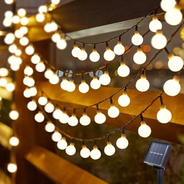 Brilagi - LED solcellsljusslinga BUBBLE 200xLED/8 funktioner 20m IP65 varmvit 800 mAh
