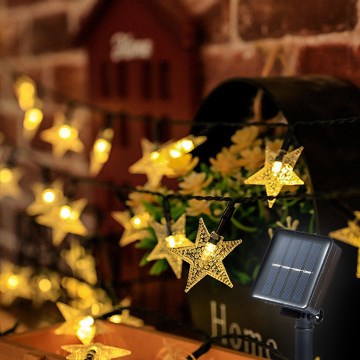 Brilagi - LED solcellsljusslinga STARS 50xLED/8 funktioner 7m IP65 varmvit 600 mAh