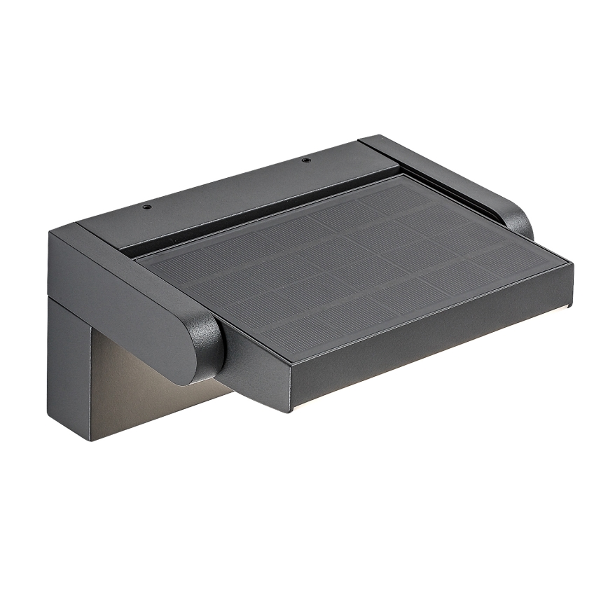 Brilagi - LED solcellsvägglampa med rörelse- och skymningssensor ANKLE LED/10W/3,7V 3000 mAh 3000K IP65 antracit