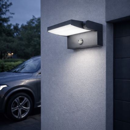 Brilagi - LED solcellsvägglampa med rörelse- och skymningssensor ANKLE LED/10W/3,7V 3000 mAh 4000K IP65 antracit