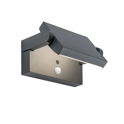Brilagi - LED solcellsvägglampa med rörelse- och skymningssensor ANKLE LED/10W/3,7V 3000 mAh 4000K IP65 antracit