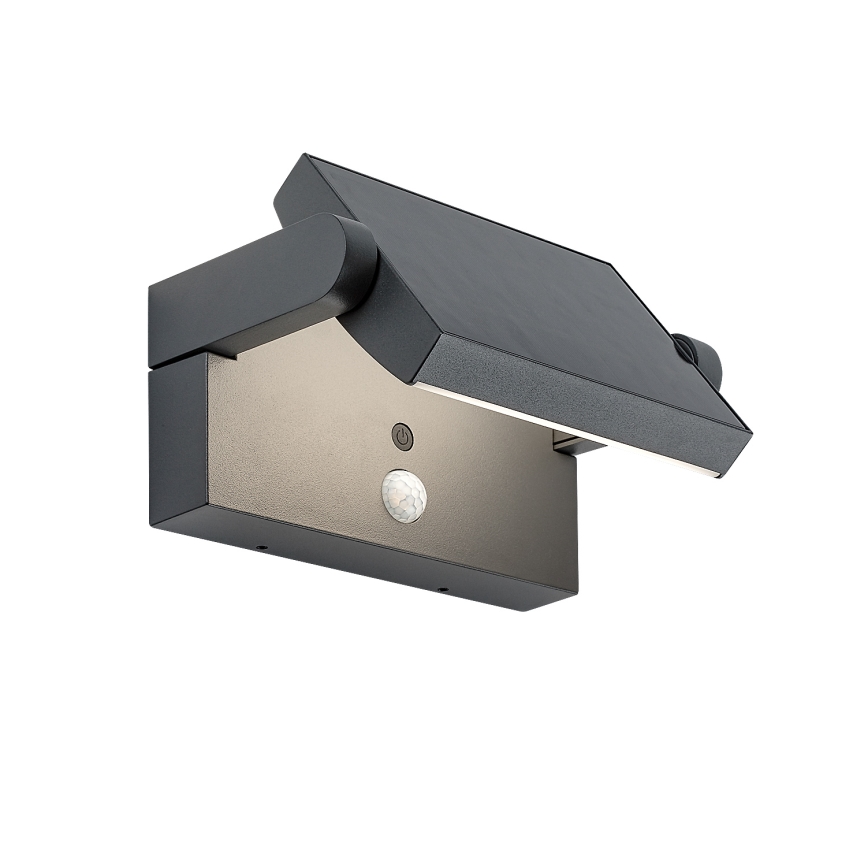 Brilagi - LED solcellsvägglampa med rörelse- och skymningssensor ANKLE LED/10W/3,7V 3000 mAh 4000K IP65 antracit