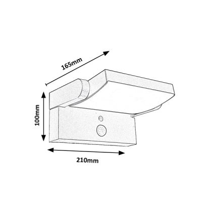 Brilagi - LED solcellsvägglampa med rörelse- och skymningssensor ANKLE LED/10W/3,7V 3000 mAh 4000K IP65 antracit