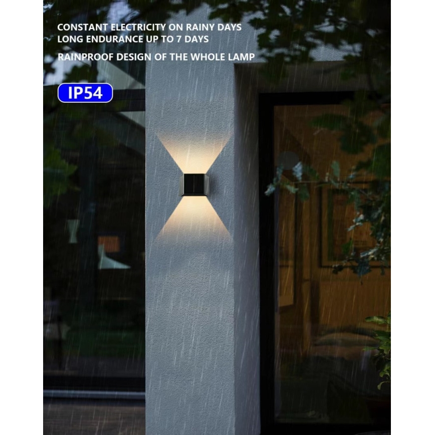 Brilagi - LED Solcellsvägglampa SOLAR CUBE LED/2W/3,2V 1300 mAh IP54