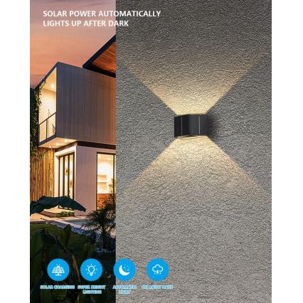 Brilagi - LED Solcellsvägglampa SOLAR CUBE LED/2W/3,2V 1300 mAh IP54