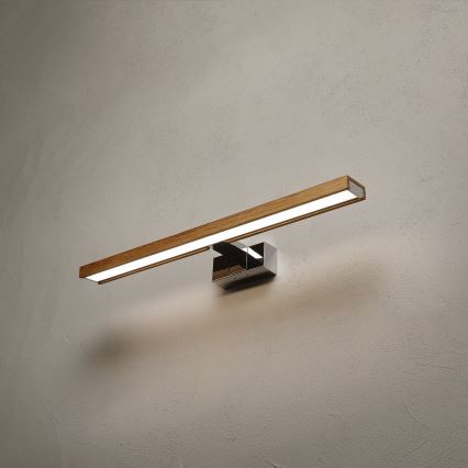 BRILAGI - LED badrumsspegelbelysning 3-i-1 WOODY MIRROR LED/12W/230V 60 cm IP44 blank krom/ek