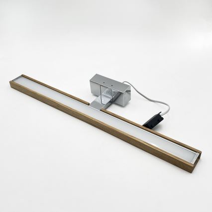 BRILAGI - LED badrumsspegelbelysning 3-i-1 WOODY MIRROR LED/12W/230V 60 cm IP44 blank krom/ek