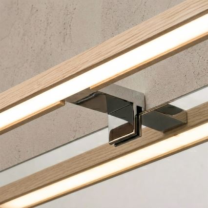 BRILAGI - LED badrumsspegelbelysning 3-i-1 WOODY MIRROR LED/12W/230V 60 cm IP44 blank krom/ek