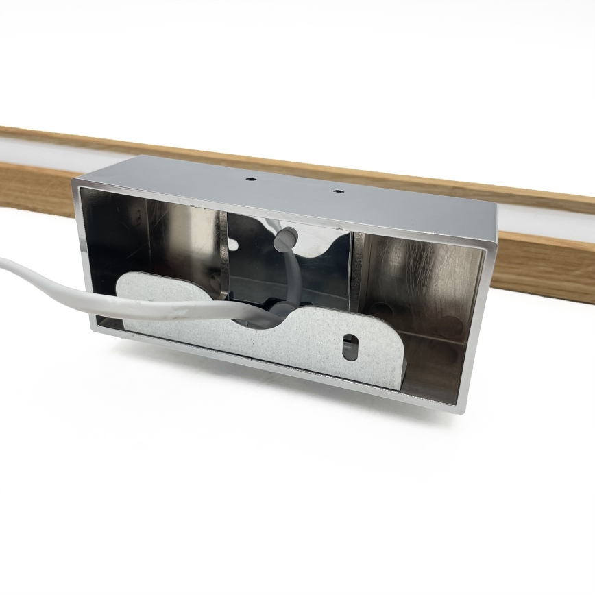 BRILAGI - LED badrumsspegelbelysning 3-i-1 WOODY MIRROR LED/12W/230V 60 cm IP44 blank krom/ek