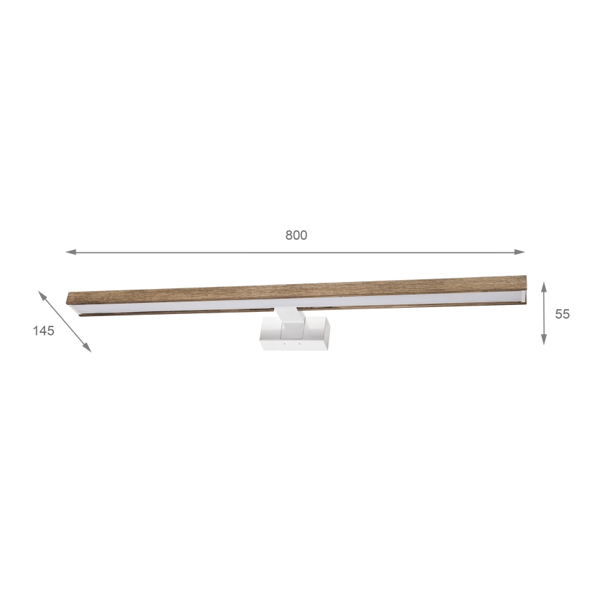 BRILAGI - 3-i-1 LED-badrumsbelysning för spegel WOODY MIRROR LED/15W/230V 80 cm IP44 vit/ek (valnöt)