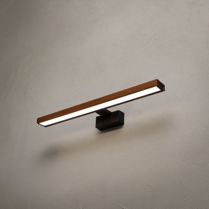 Brilagi - LED-belysning för badrumsspegel WOODY MIRROR 3-i-1 LED/12W/230V 60 cm IP44 svart/körsbärsek