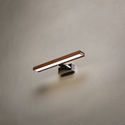 Brilagi - LED-belysning för badrumsspegel WOODY MIRROR 3-i-1 LED/8 W/230 V 40 cm IP44 blank krom/körsbärsek