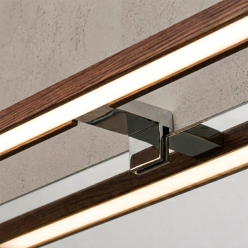 Brilagi - LED-belysning för badrumsspegel WOODY MIRROR 3-i-1 LED/8 W/230 V 40 cm IP44 blank krom/körsbärsek