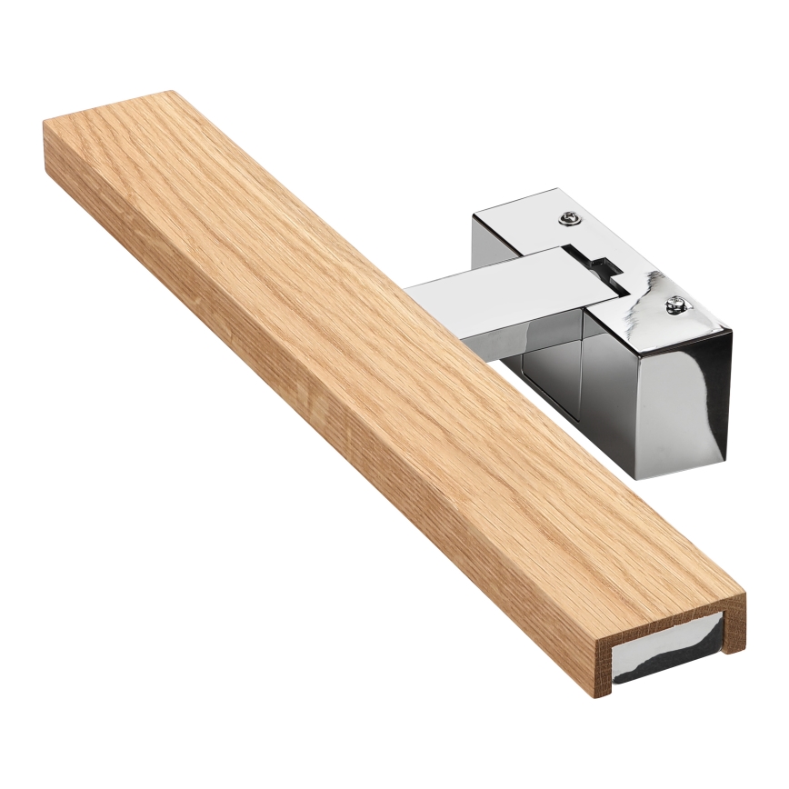 Brilagi - LED-badrumsbelysning för spegeln WOODY MIRROR 3-i-1 LED/8 W/230 V 40 cm IP44 blank krom/ek