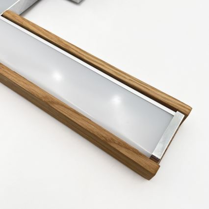 Brilagi - LED-badrumsbelysning för spegeln WOODY MIRROR 3-i-1 LED/8 W/230 V 40 cm IP44 blank krom/ek