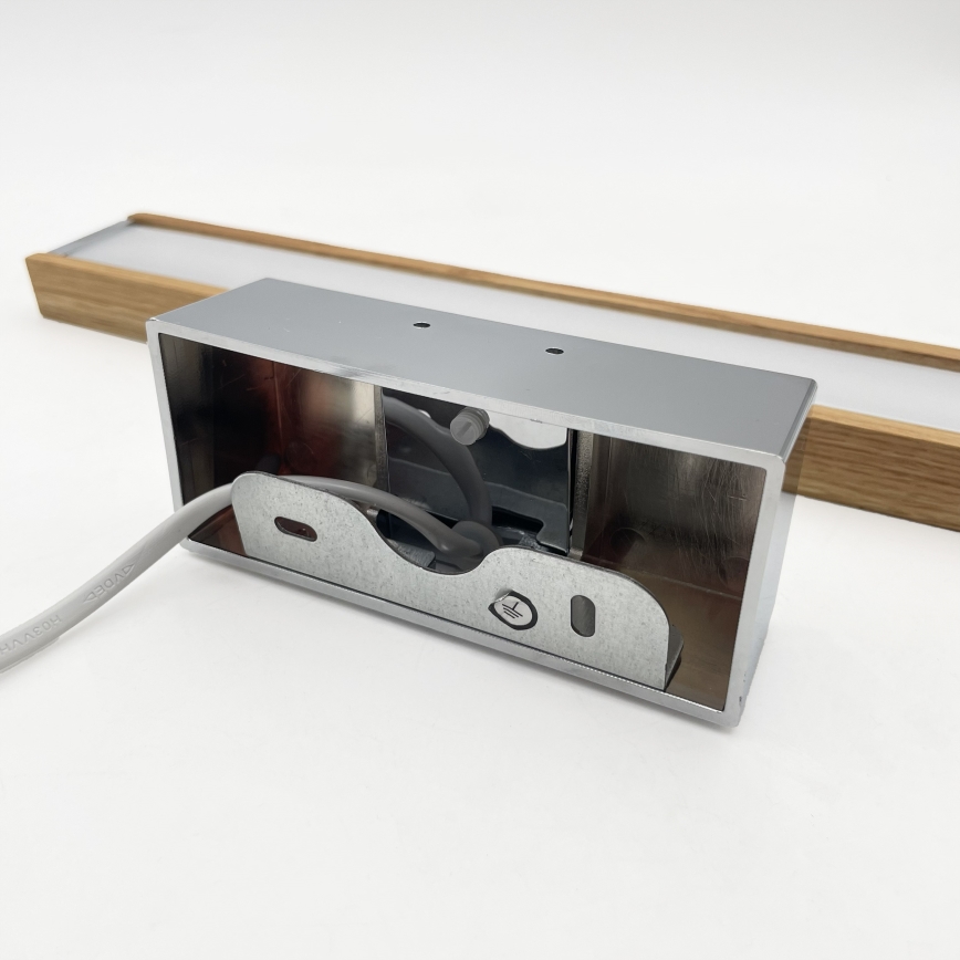 Brilagi - LED-badrumsbelysning för spegeln WOODY MIRROR 3-i-1 LED/8 W/230 V 40 cm IP44 blank krom/ek
