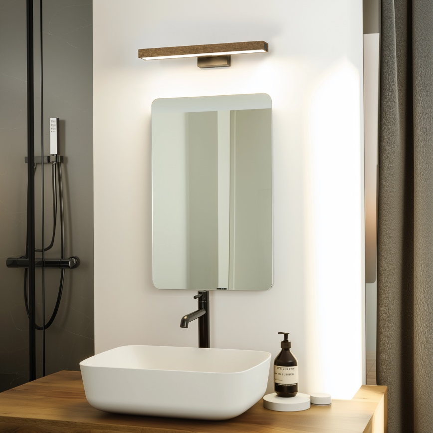 Brilagi - LED Badrumsspegelbelysning WOODY MIRROR LED/8W/230V 40 cm IP44 ek valnöt/svart