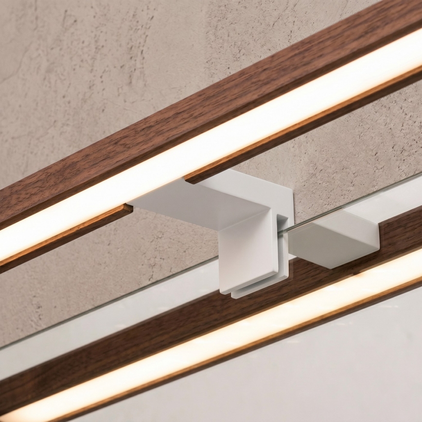 Brilagi - LED-belysning för badrumsspegel WOODY MIRROR 3-i-1 LED/15W/230V 80 cm IP44 vit/ek-körsbär