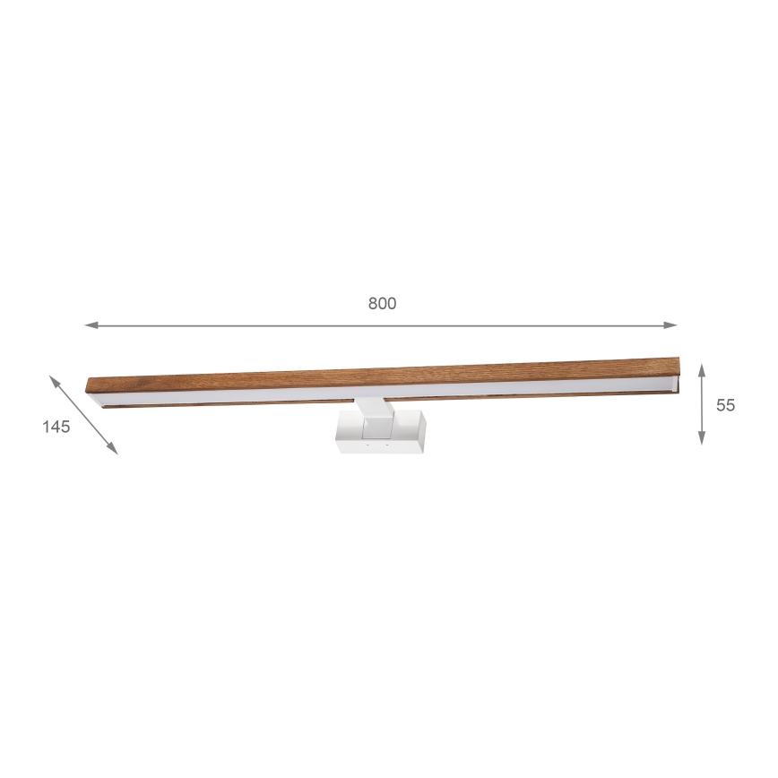 Brilagi - LED-belysning för badrumsspegel WOODY MIRROR 3-i-1 LED/15W/230V 80 cm IP44 vit/ek-körsbär