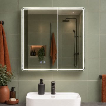 BRILAGI - LED-spegelskåp för badrum med belysning NOTO DOUBLE 77x70 cm