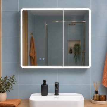 BRILAGI - LED-spegelskåp för badrum med belysning NOTO DOUBLE 78x70 cm