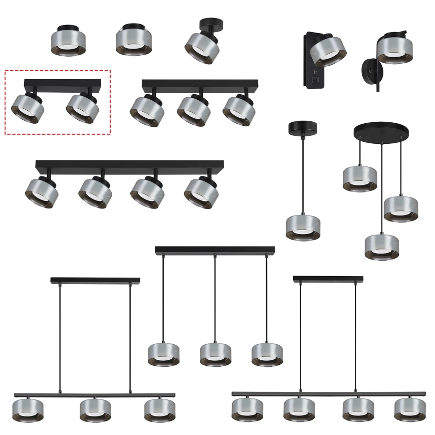 Brilagi - LED Spotarmatur AURA LUX 2xGX53/30W/230V svart/rökfärgad