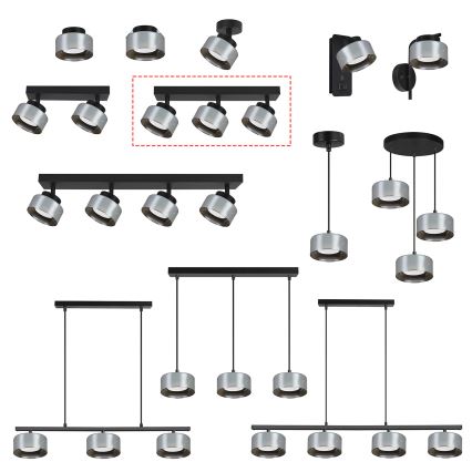 Brilagi - LED Spotarmatur AURA LUX 3xGX53/30W/230V svart/rökfärgad