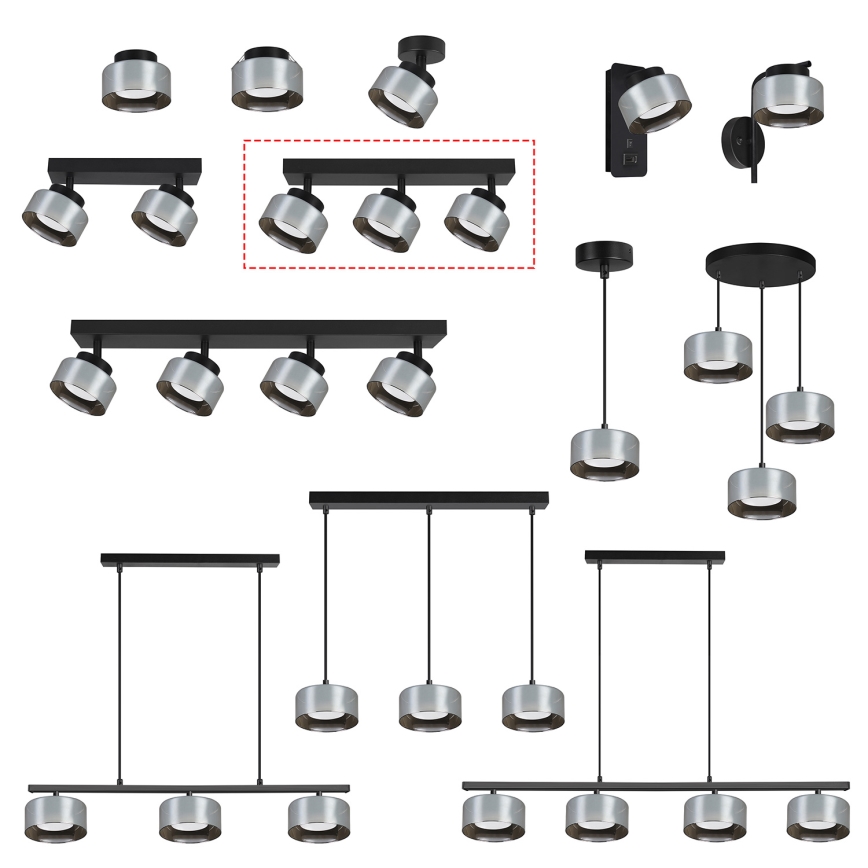 Brilagi - LED Spotarmatur AURA LUX 3xGX53/30W/230V svart/rökfärgad
