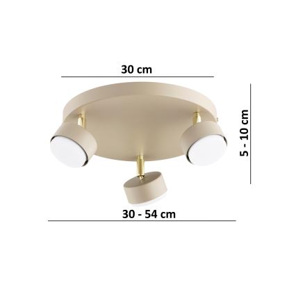 BRILAGI - LED-spotarmatur MONO 3xGX53/30W/230V beige/guld