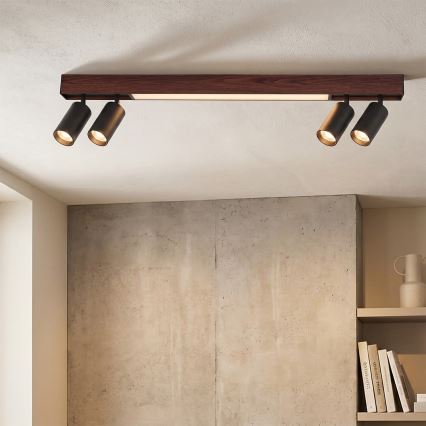 BRILAGI - LED-spotarmatur SELE 4xGU10/30W/230V + LED/20W svart/körsbärsdekor