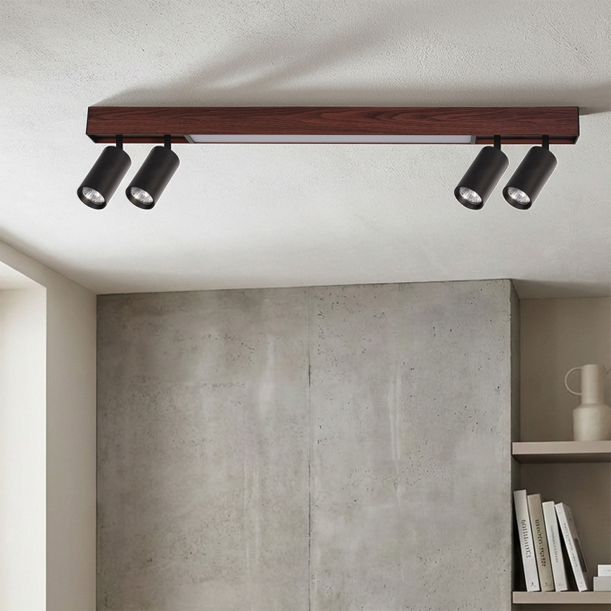 BRILAGI - LED-spotarmatur SELE 4xGU10/30W/230V + LED/20W svart/körsbärsdekor
