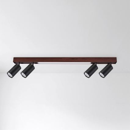 BRILAGI - LED-spotarmatur SELE 4xGU10/30W/230V + LED/20W svart/körsbärsdekor