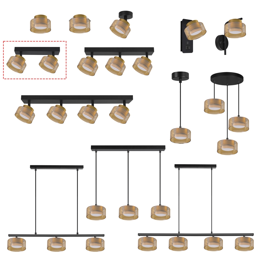 Brilagi - LED Spotlampa AURA LUX 2xGX53/30W/230V svart/guld