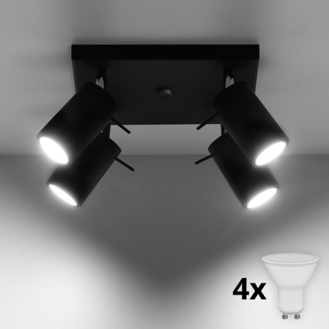 Brilagi -  LED Spotlight ASMUS 4xGU10/7W/230V svart