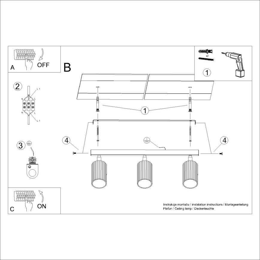 Brilagi - LED-spott CRESTO 3xGU10/10W/230V krämfärgad
