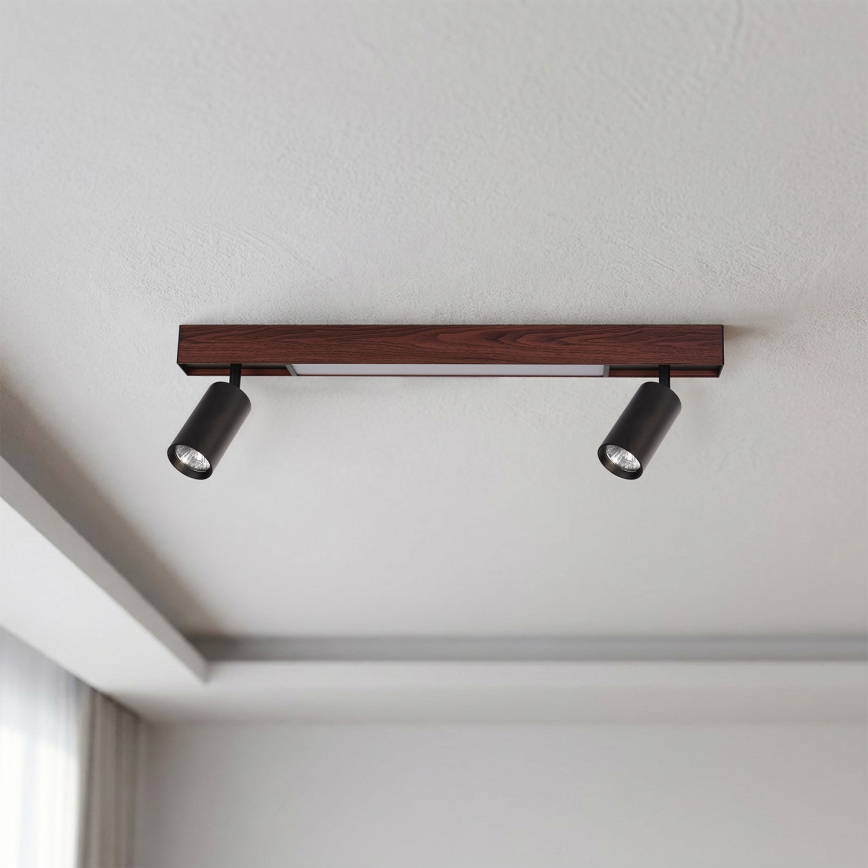 BRILAGI - LED-spott SELE 2xGU10/30W/230V + LED/15W svart/körsbärsdekor