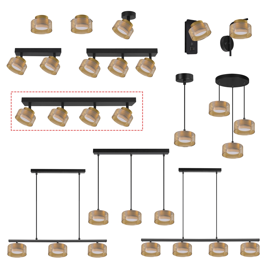 Brilagi - LED Spottlampa AURA LUX 4xGX53/30W/230V svart/guld