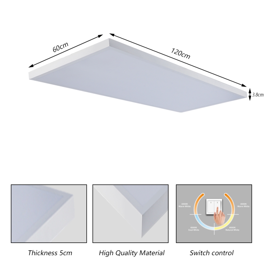 Brilagi - LED-badrumstaklampa FRAME LED/96W/230V 120x60 cm 3000/4000/6000K IP44 vit