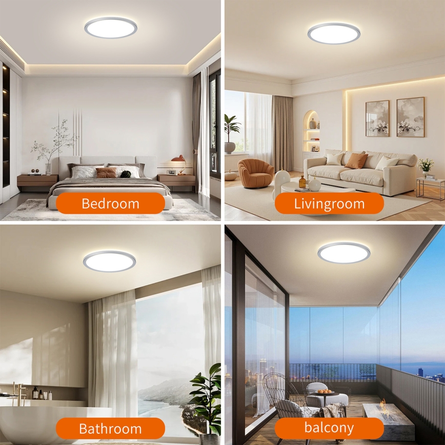 Brilagi - LED badrumstaklampa ULTRA SLIM LED/18W/230V Ø 30 cm silver IP54