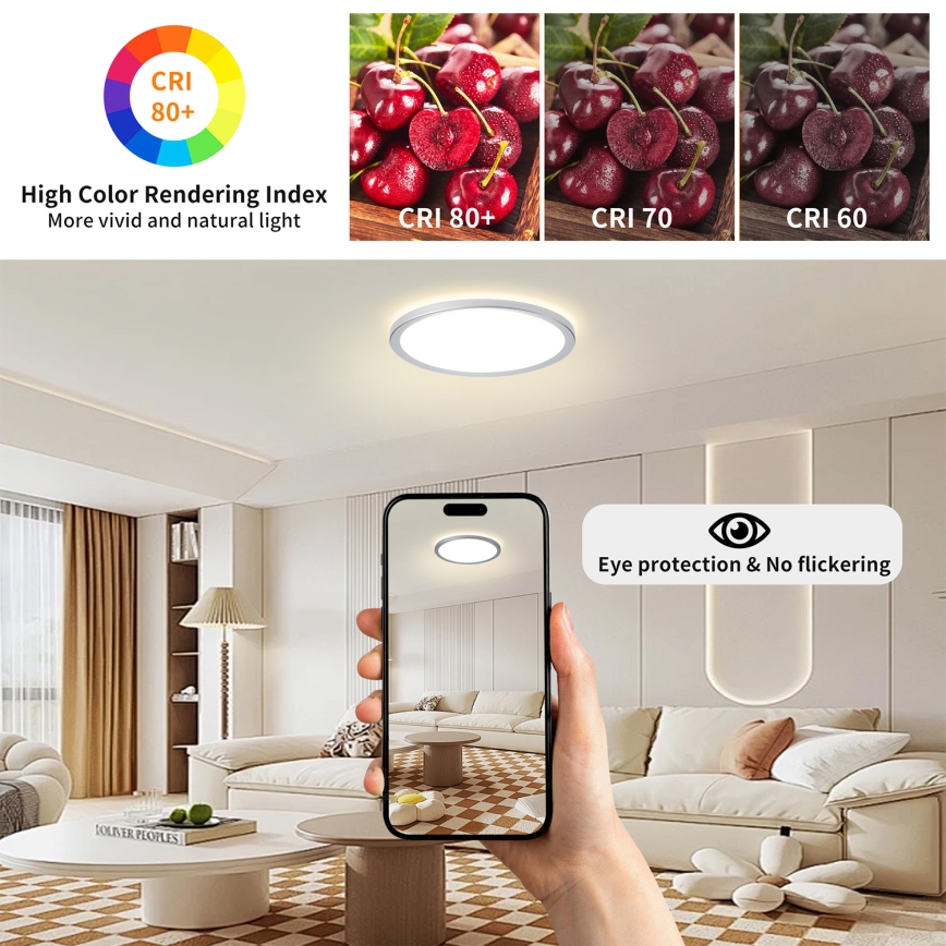 Brilagi - LED badrumstaklampa ULTRA SLIM LED/18W/230V Ø 30 cm silver IP54